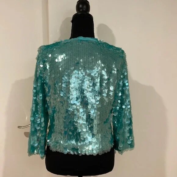 Shimmery turquoise sequin jacket - Picture 4 of 4